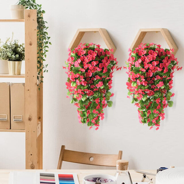 Yuejia 2PCS 30.7in/78cmArtificial Fake Hanging Flowers Plants for Outdoor Spring Summer Decoration, Faux Silk Violet Look Real Trailing Vines for Outside Home Planter Porch Patio(Rose Red) - image 1