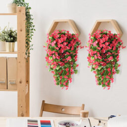 Yuejia 2PCS 30.7in/78cmArtificial Fake Hanging Flowers Plants for Outdoor Spring Summer Decoration, Faux Silk Violet Look Real Trailing Vines for Outside Home Planter Porch Patio(Rose Red) - thumbnail 1