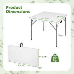 Costway Heavy Duty Indoor Outdoor Folding Card Table with Carry Handle for Patio-White - thumbnail 4