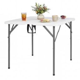 Costway Heavy Duty Indoor Outdoor Folding Card Table with Carry Handle for Patio-White - thumbnail 3