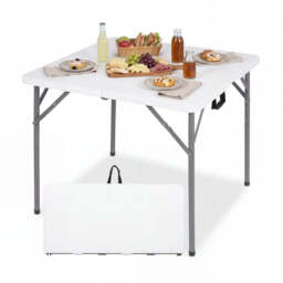 Costway Heavy Duty Indoor Outdoor Folding Card Table with Carry Handle for Patio-White - thumbnail 5