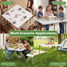 Costway Heavy Duty Indoor Outdoor Folding Card Table with Carry Handle for Patio-White - thumbnail 7