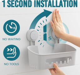 TAILI Shower Caddy Suction Cup, Heavy Duty Bathroom Organizer, Removable Shelves for Inside Shower, Shampoo, Waterproof Suction Plastic Storage for Bathroom Accessories Holder, Gray - thumbnail 7