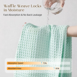 XLLX 1PC Bath Towel, 100% Cotton, Soft & Quick Drying - Waffle Structure, Very Large - 70 x 140 cm, Modern, High-Quality Design, Light Blue - thumbnail 5