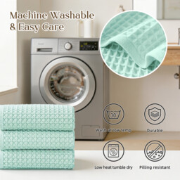 "Lebonsoir 1PC Bath Towel, 100% Cotton, Soft & Quick Drying - Waffle Structure, Very Large - 70 x 140 cm, Modern, high-quality design, Light blue " - thumbnail 5