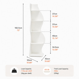 LANTINE Corner Shelf, Modern 5-Tier Wall Corner Bookshelf, Stylish Corner Small Bookcase Storage Rack Plant Stand with Unique Shape for Living Room, Home Office (White, 1PC) - thumbnail 2