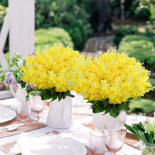 4Pcs 13.8in/35cm Artificial Hyacinth Flower Bouquet, Silk Hyacinth Flowers Fake Flower with Stem Faux Hyacinth Flowers for Home Office Wedding Decoration(yello) - image 1