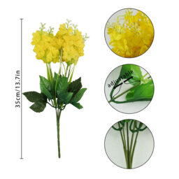 4Pcs 13.8in/35cm Artificial Hyacinth Flower Bouquet, Silk Hyacinth Flowers Fake Flower with Stem Faux Hyacinth Flowers for Home Office Wedding Decoration(yello) - thumbnail 3