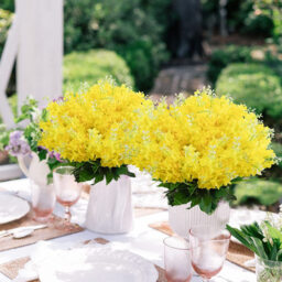 4Pcs 13.8in/35cm Artificial Hyacinth Flower Bouquet, Silk Hyacinth Flowers Fake Flower with Stem Faux Hyacinth Flowers for Home Office Wedding Decoration (yello)