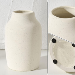 1pc/17.8cm 7in Rustic Farmhouse Ceramic Flower Vase 7 Inch Boho Terracotta Vase for Home Decor Living Room Table Shelf Fireplace Decor Farmhouse White - thumbnail 5