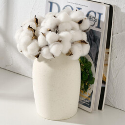 1pc/17.8cm 7in Rustic Farmhouse Ceramic Flower Vase 7 Inch Boho Terracotta Vase for Home Decor Living Room Table Shelf Fireplace Decor Farmhouse White - thumbnail 7