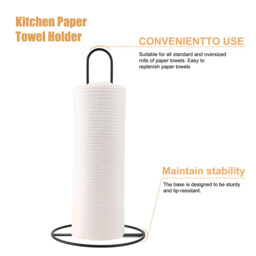 JU7CER Black Kitchen Cleaning Paper Towel Holder - Countertop Standing, Modern & Minimalist Design, Ideal for Home Use - thumbnail 4