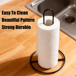 JU7CER Black Kitchen Cleaning Paper Towel Holder - Countertop Standing, Modern & Minimalist Design, Ideal for Home Use - thumbnail 3