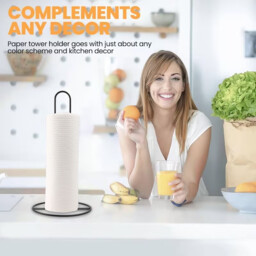 JU7CER Black Kitchen Cleaning Paper Towel Holder - Countertop Standing, Modern & Minimalist Design, Ideal for Home Use - thumbnail 2