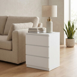 JOYFURNOS Nightstand with Charging Station, Bedside Table, Side End Table with 3 Drawers, for Bedroom, White - thumbnail 6