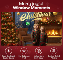 JU7CER Large Christmas Happy Window Stickers Decoration - Golden Balls and Letter Design, Holiday Window Decoration, Reusable Christmas Window Decoration (Merry Christmas) - thumbnail 2