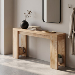 LANTINE Console Table, 160 x 29.5 x 85 cm, Side Table, Corridor Table, Sofa Table for Small Rooms, Wooden Sofa Table, Country Style for Entrance, Hallway, Living Room, Light Oak - thumbnail 2