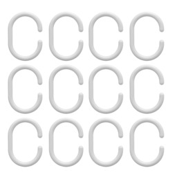 Croydex Shower Curtain Rings C Type White 12pcs - thumbnail 1