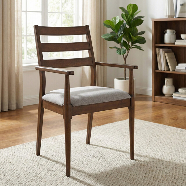 Dining Chairs with Armrests Orlando Walnut/Grey 2pcs - image 1