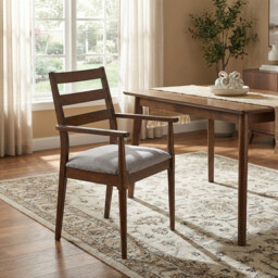 Dining Chairs with Armrests Orlando Walnut/Grey 2pcs - thumbnail 4