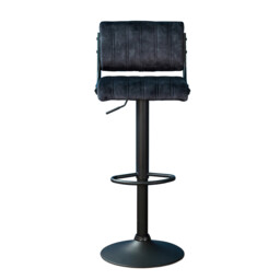 Bar Stools Paris Faux Distressed Leather Adjustable Height Charcoal 2pcs - thumbnail 4