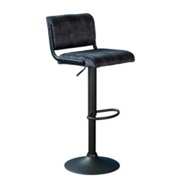 Bar Stools Paris Faux Distressed Leather Adjustable Height Charcoal 2pcs - thumbnail 2