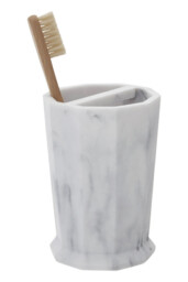 Maison by Premier Two Compartment Toothbrush Holder, Toothbrush Storage With Geometric Sides, Bathroom Countertop Organizer - thumbnail 2
