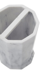 Maison by Premier Two Compartment Toothbrush Holder, Toothbrush Storage With Geometric Sides, Bathroom Countertop Organizer - thumbnail 3