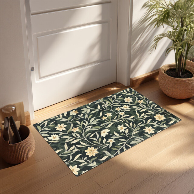 Likewise Doormat Knightsbridge Floral Forest Green 50x75cm - image 1
