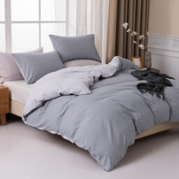 MENDALE Duvet Cover Set - Premium Bedding Set - 220*260 cm Duvet Cover with 75*50 cm Pillow Case - Soft Brushed Microfiber- Dark Grey & Light Grey - thumbnail 7