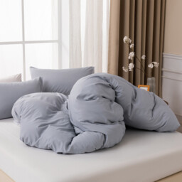 MENDALE Duvet Cover Set - Premium Bedding Set - 220*260 cm Duvet Cover with 75*50 cm Pillow Case - Soft Brushed Microfiber- Dark Grey & Light Grey - thumbnail 6