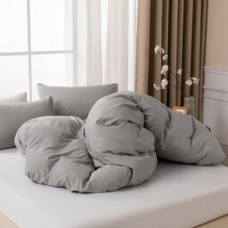 MENDALE Duvet Cover Set - Premium Bedding Set - 200*200 cm Duvet Cover with 65*65 cm Pillow Case - Soft Brushed Microfiber- Dark Grey & Off-white - thumbnail 2