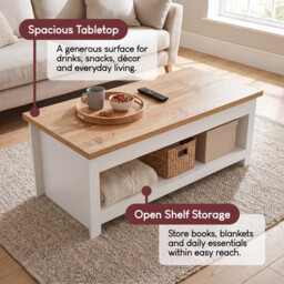 Vida Designs Coffee Table Arlington Rectangle White/Oak Effect - thumbnail 4