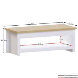 Vida Designs Coffee Table Arlington Rectangle White/Oak Effect - thumbnail 2