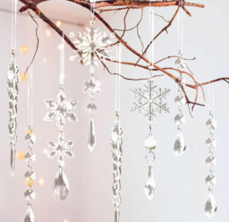 JU7CER 26 piece set of crystal Christmas tree decorations, acrylic snowflake ice column pendants, winter Christmas tree indoor/outdoor party decorations, transparent - thumbnail 3