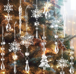 JU7CER 26 piece set of crystal Christmas tree decorations, acrylic snowflake ice column pendants, winter Christmas tree indoor/outdoor party decorations, transparent - thumbnail 6