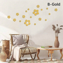 18pcs PVC Mirror Sticker Acrylic Mirror Floral Wall Sticker DIY Mirror Floral Wall Sticker - thumbnail 1