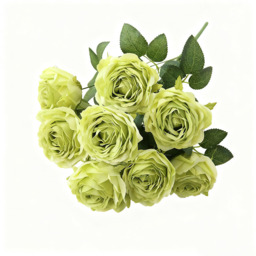 1Pc 18.89in/48cm Artificial Roses Flowers Arrangement Silk Bouquet for Home Office Parties Bridal and Wedding Decoration(green) - thumbnail 1