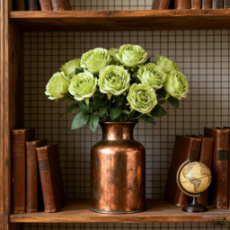1Pc 18.89in/48cm Artificial Roses Flowers Arrangement Silk Bouquet for Home Office Parties Bridal and Wedding Decoration(green) - thumbnail 3