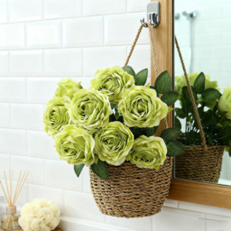 1Pc 18.89in/48cm Artificial Roses Flowers Arrangement Silk Bouquet for Home Office Parties Bridal and Wedding Decoration(green) - thumbnail 5
