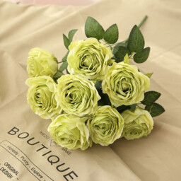 1Pc 18.89in/48cm Artificial Roses Flowers Arrangement Silk Bouquet for Home Office Parties Bridal and Wedding Decoration(green) - thumbnail 4