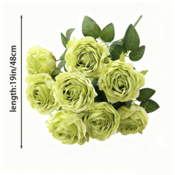1Pc 18.89in/48cm Artificial Roses Flowers Arrangement Silk Bouquet for Home Office Parties Bridal and Wedding Decoration(green) - thumbnail 6