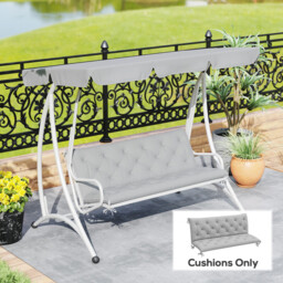 Outsunny 3 Seater Bench Cushion, Garden Chair Cushion with Back and Ties for Indoor and Outdoor Use, 98 x 150 cm, Light Grey - thumbnail 6
