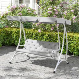 Outsunny 3 Seater Bench Cushion, Garden Chair Cushion with Back and Ties for Indoor and Outdoor Use, 98 x 150 cm, Light Grey - thumbnail 4