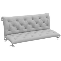 Outsunny 3 Seater Bench Cushion, Garden Chair Cushion with Back and Ties for Indoor and Outdoor Use, 98 x 150 cm, Light Grey - thumbnail 1