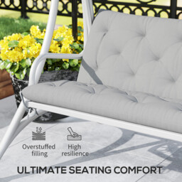 Outsunny 3 Seater Bench Cushion, Garden Chair Cushion with Back and Ties for Indoor and Outdoor Use, 98 x 150 cm, Light Grey - thumbnail 2