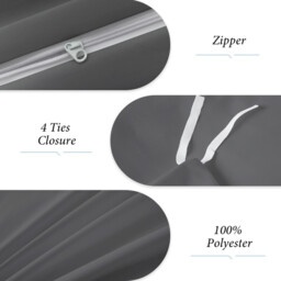 LeBonsoir Dark Gray Bedding Duvet Cover Set，135x200cm/50x75cmx1 Breathable Durable Soft Comfy， with Zip， 2 Pieces， Includes 1 Duvet Cover & 2 Pillowcases，NO Comforter - thumbnail 7