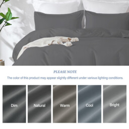 LeBonsoir Dark Gray Bedding Duvet Cover Set，135x200cm/50x75cmx1 Breathable Durable Soft Comfy， with Zip， 2 Pieces， Includes 1 Duvet Cover & 2 Pillowcases，NO Comforter - thumbnail 3