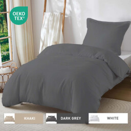 LeBonsoir Dark Gray Bedding Duvet Cover Set，135x200cm/50x75cmx1 Breathable Durable Soft Comfy， with Zip， 2 Pieces， Includes 1 Duvet Cover & 2 Pillowcases，NO Comforter - thumbnail 1