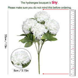 Yuejia 1Pc 13in/33cmArtificial 7-Head Hydrangea Silk Flower Silk Flower Living Room Bedroom Wedding Flower Arrangement Artificial Flower Decoration(white) - thumbnail 6